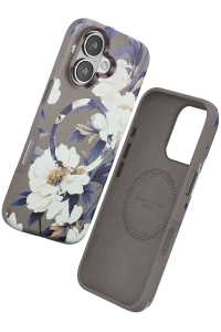 Apple iPhone 16 Flower Series Magsafe Kapak - Gri