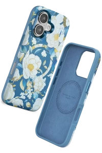 Apple iPhone 16 Flower Series Magsafe Kapak - Mavi