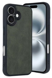 Apple iPhone 16 Kılıf Aras Deri Kapak - Koyu Yeşil