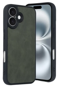 Apple iPhone 16 Kılıf Aras Deri Kapak - Koyu Yeşil