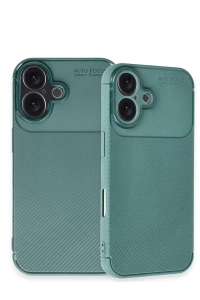 Apple iPhone 16 Kılıf Auto Focus Karbon Kapak - Koyu Yeşil