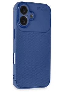 Apple iPhone 16 Kılıf Auto Focus Karbon Kapak - Lacivert