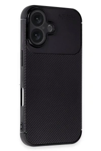 Apple iPhone 16 Kılıf Auto Focus Karbon Kapak - Siyah