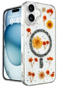 Apple iPhone 16 Kılıf Daisy Simli Magsafe Kapak - Siyah