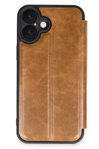 Apple iPhone 16 Kılıf Flip Cover - Taba
