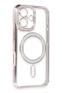 Apple iPhone 16 Kılıf Joke Simli Magneticsafe Kılıf - Pembe
