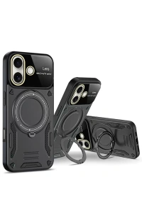 Apple iPhone 16 Kılıf Joy Lens Standlı Kapak - Mor