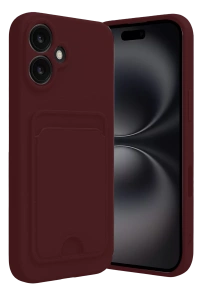 Apple iPhone 16 Kılıf Kelvin Kartvizitli Silikon - Bordo