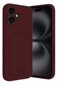 Apple iPhone 16 Kılıf Kelvin Kartvizitli Silikon - Bordo