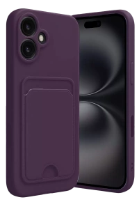 Apple iPhone 16 Kılıf Kelvin Kartvizitli Silikon - Derin Mor