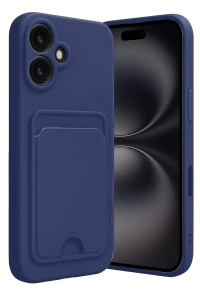 Apple iPhone 16 Kılıf Kelvin Kartvizitli Silikon - Lacivert