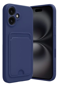 Apple iPhone 16 Kılıf Kelvin Kartvizitli Silikon - Lacivert