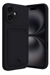 Apple iPhone 16 Kılıf Kelvin Kartvizitli Silikon - Siyah
