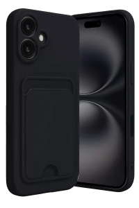 Apple iPhone 16 Kılıf Kelvin Kartvizitli Silikon - Siyah