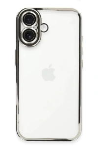 Apple iPhone 16 Kılıf Lensli Silikon - Gümüş