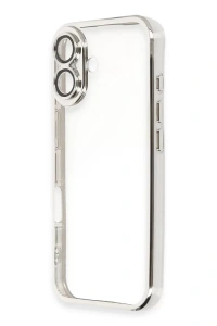 Apple iPhone 16 Kılıf Lensli Silikon - Gümüş