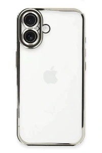 Apple iPhone 16 Kılıf Lensli Silikon - Gümüş