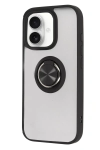 Apple iPhone 16 Kılıf Montreal Yüzüklü Silikon Kapak - Siyah