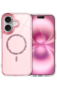 Apple iPhone 16 Live Diamond Magsafe Kapak - Pembe