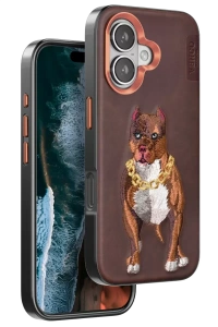 Apple iPhone 16 Perma Desenli Kapak - Kahverengi