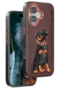 Apple iPhone 16 Perma Desenli Kapak - Koyu Kahve