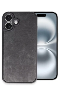 Apple iPhone 16 Plus Kılıf Aras Deri Kapak - Siyah