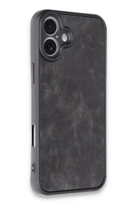 Apple iPhone 16 Plus Kılıf Aras Deri Kapak - Siyah