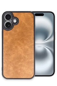 Apple iPhone 16 Plus Kılıf Aras Deri Kapak - Taba