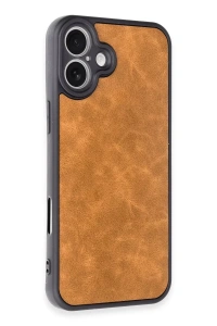 Apple iPhone 16 Plus Kılıf Aras Deri Kapak - Taba