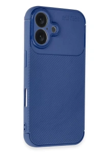 Apple iPhone 16 Plus Kılıf Auto Focus Karbon Kapak - Lacivert