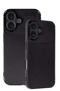Apple iPhone 16 Plus Kılıf Auto Focus Karbon Kapak - Siyah