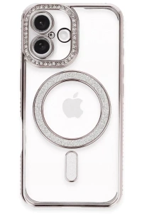Apple iPhone 16 Plus Kılıf Joke Simli Magneticsafe Kılıf - Pembe