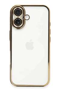 Apple iPhone 16 Plus Kılıf Lensli Silikon - Gold