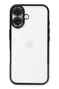Apple iPhone 16 Plus Kılıf Lensli Silikon - Siyah