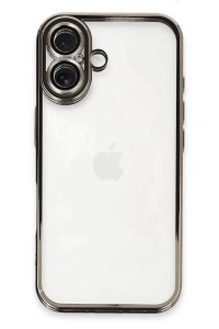 Apple iPhone 16 Plus Kılıf Lensli Silikon - Titanyum Gri