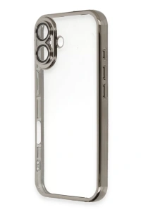 Apple iPhone 16 Plus Kılıf Lensli Silikon - Titanyum Gri