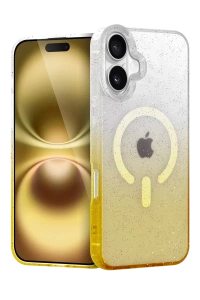 Apple iPhone 16 Plus Pummel Shiny Magsafe Kapak - Gold