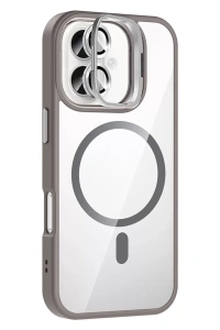 Apple iPhone 16 Plus Remim Lensli Magsafe Standlı Kapak - Titan Gri