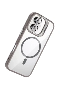 Apple iPhone 16 Plus Remim Lensli Magsafe Standlı Kapak - Titan Gri