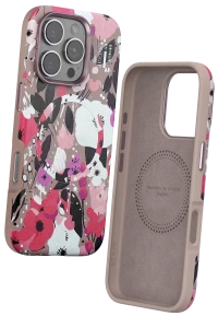 Apple iPhone 16 Pro Flower Series Magsafe Kapak - Pembe