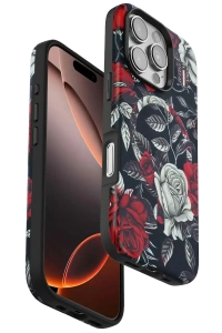 Apple iPhone 16 Pro Flower Series Magsafe Kapak - Siyah