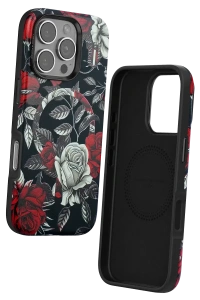 Apple iPhone 16 Pro Flower Series Magsafe Kapak - Siyah