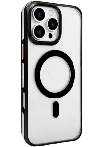 Apple iPhone 16 Pro Gleam PC Sert Magsafe Kılıf - Şeffaf-Siyah