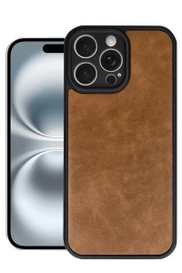 Apple iPhone 16 Pro Kılıf Aras Deri Kapak - Taba