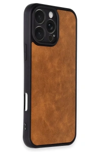 Apple iPhone 16 Pro Kılıf Aras Deri Kapak - Taba