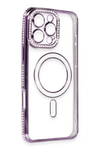 Apple iPhone 16 Pro Kılıf Joke Simli Magneticsafe Kılıf - Derin Mor