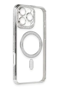 Apple iPhone 16 Pro Kılıf Joke Simli Magneticsafe Kılıf - Gümüş