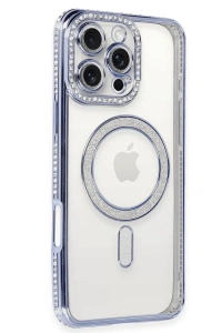Apple iPhone 16 Pro Kılıf Joke Simli Magneticsafe Kılıf - Mavi