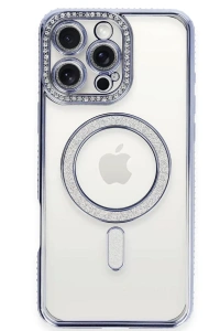 Apple iPhone 16 Pro Kılıf Joke Simli Magneticsafe Kılıf - Mavi