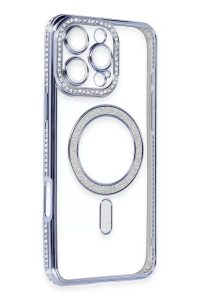 Apple iPhone 16 Pro Kılıf Joke Simli Magneticsafe Kılıf - Mavi